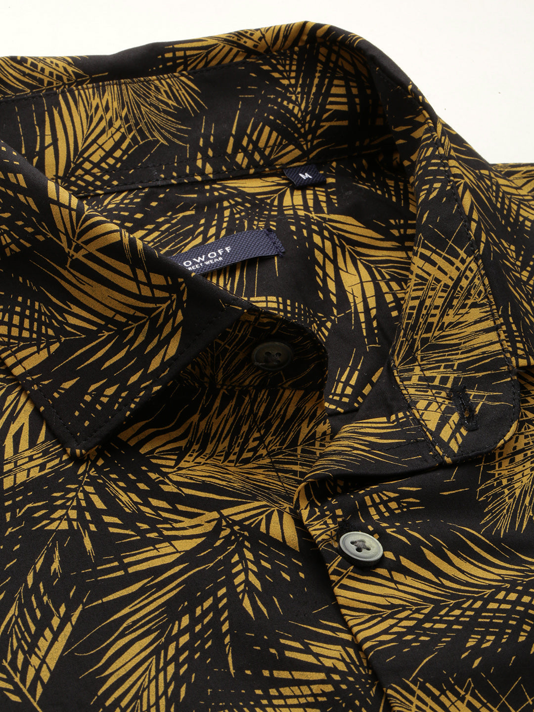 Men Spread Collar Printed Black Shirt