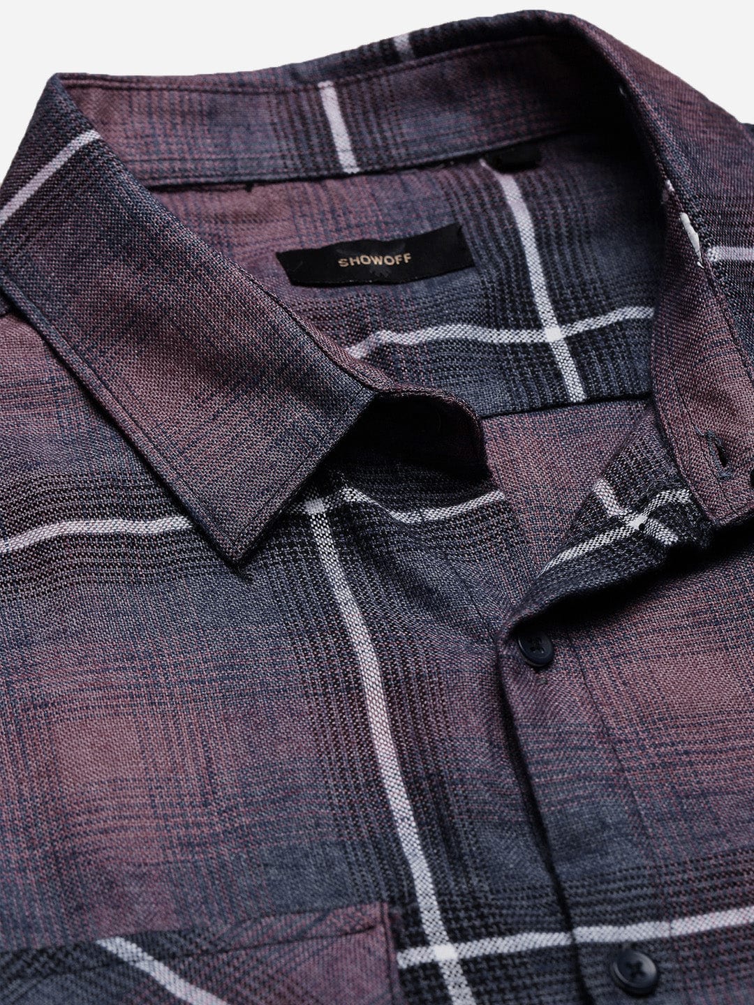 Men's Multi Tartan Checks Spread Collar Regular Fit Shirt