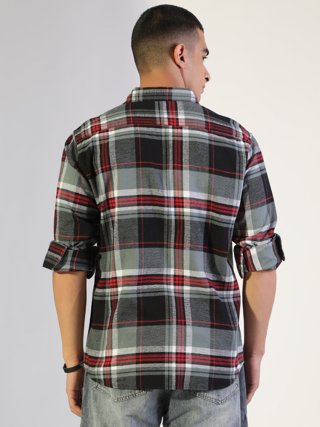 Men's Checked Black Regular Fit Shirt