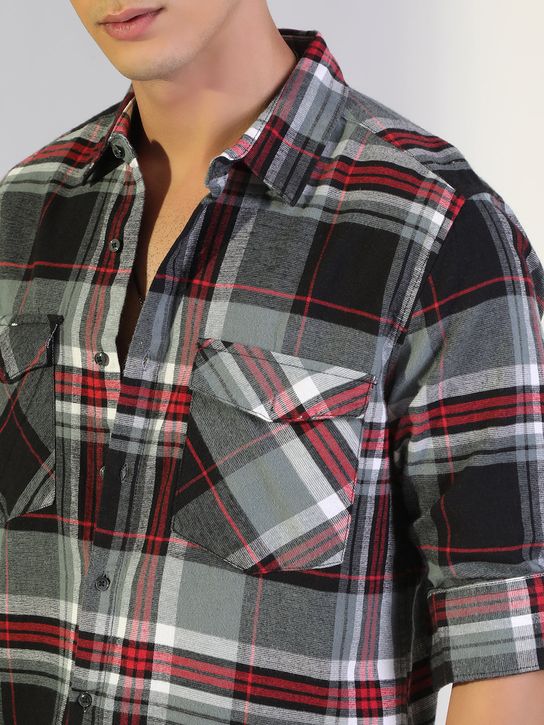 Men's Checked Black Regular Fit Shirt
