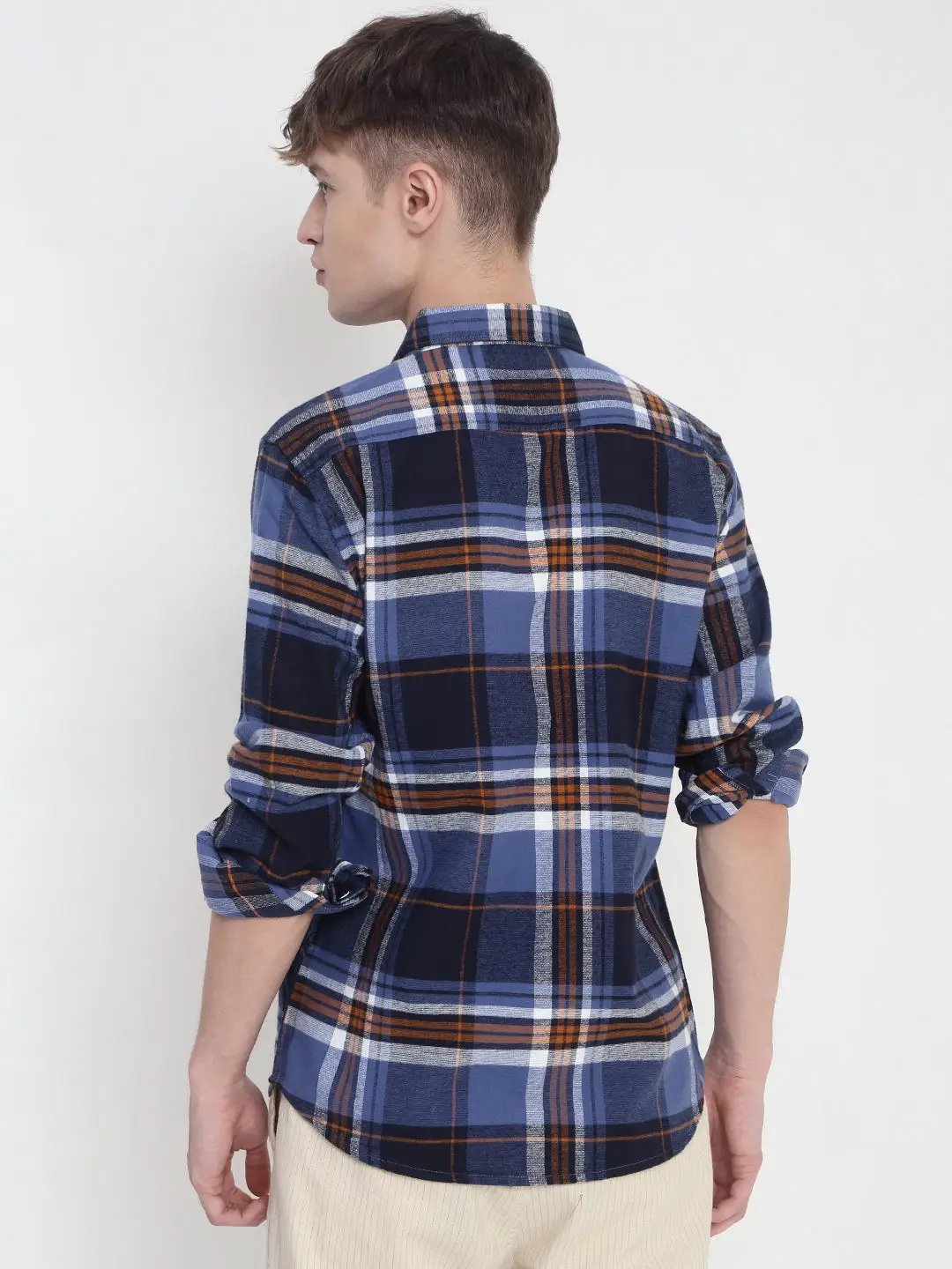 Men's Checked Blue Slim Fit Shirt - from SHOWOFFFF