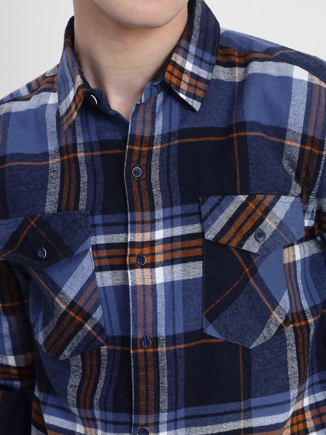 Men's Checked Blue Slim Fit Shirt - from SHOWOFFFF