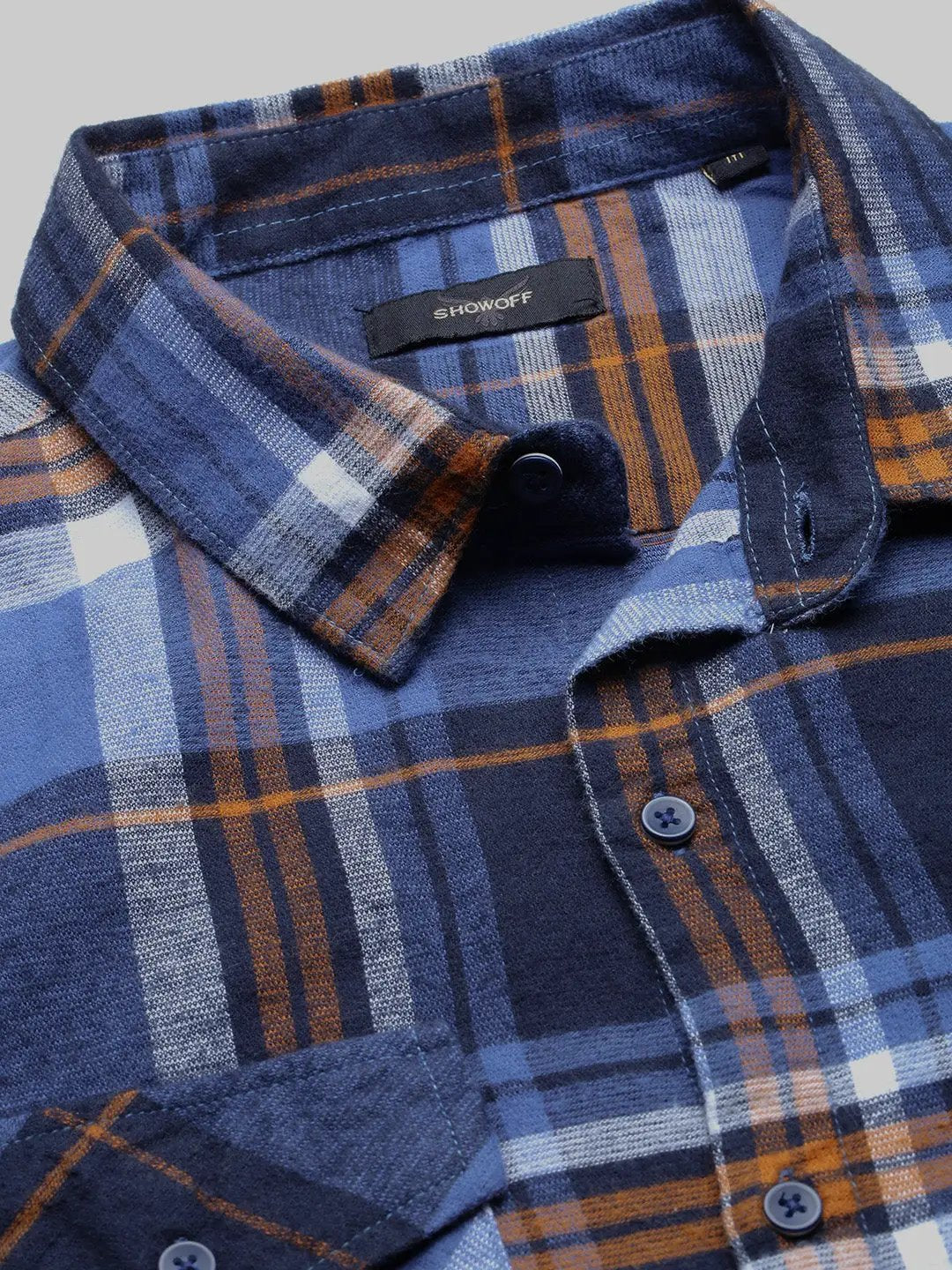 Men's Checked Blue Slim Fit Shirt - from SHOWOFFFF