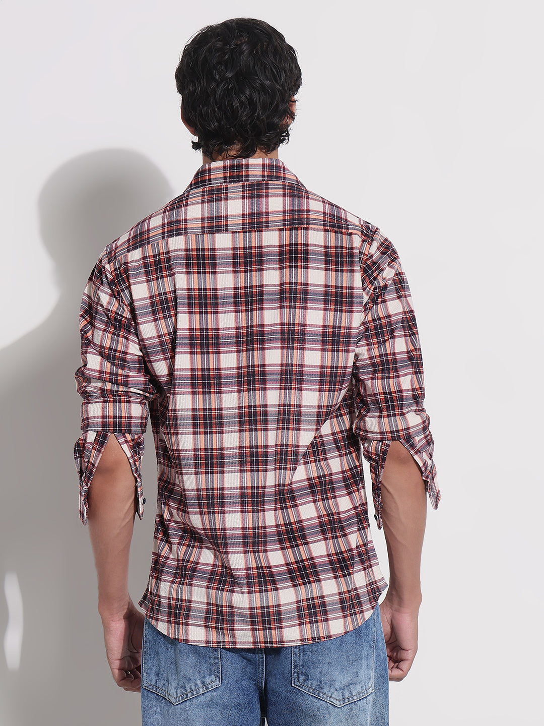 Men's Red Checked Relaxed Fit Shirt