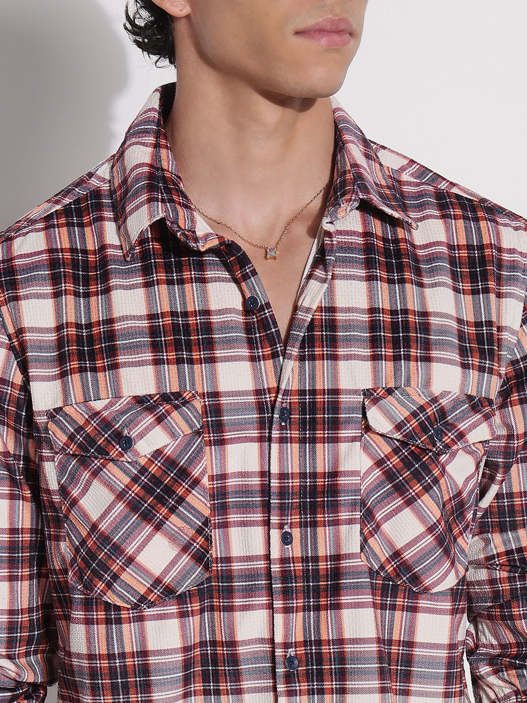 Men's Red Checked Relaxed Fit Shirt