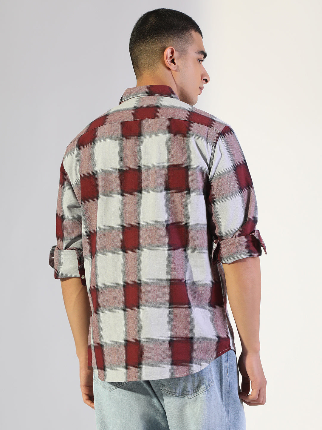 Men's Checked Red Regular Fit Shirt