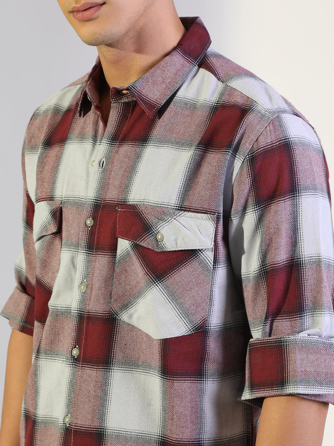 Men's Checked Red Regular Fit Shirt