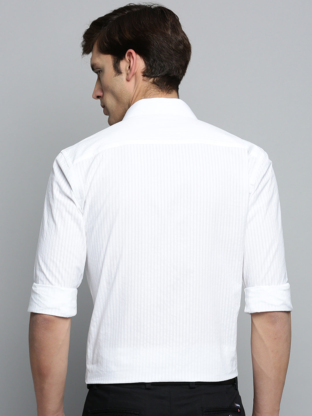 Men's White Solid Slim Fit Shirt