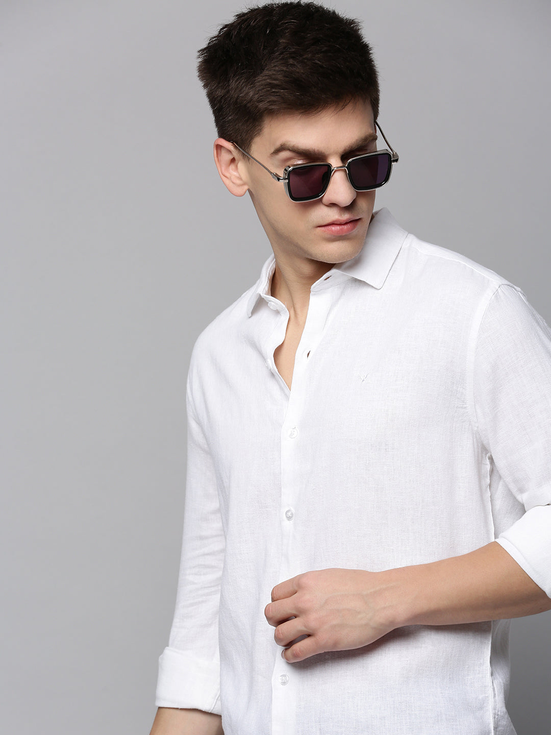 Men's White Solid Slim Fit Shirt