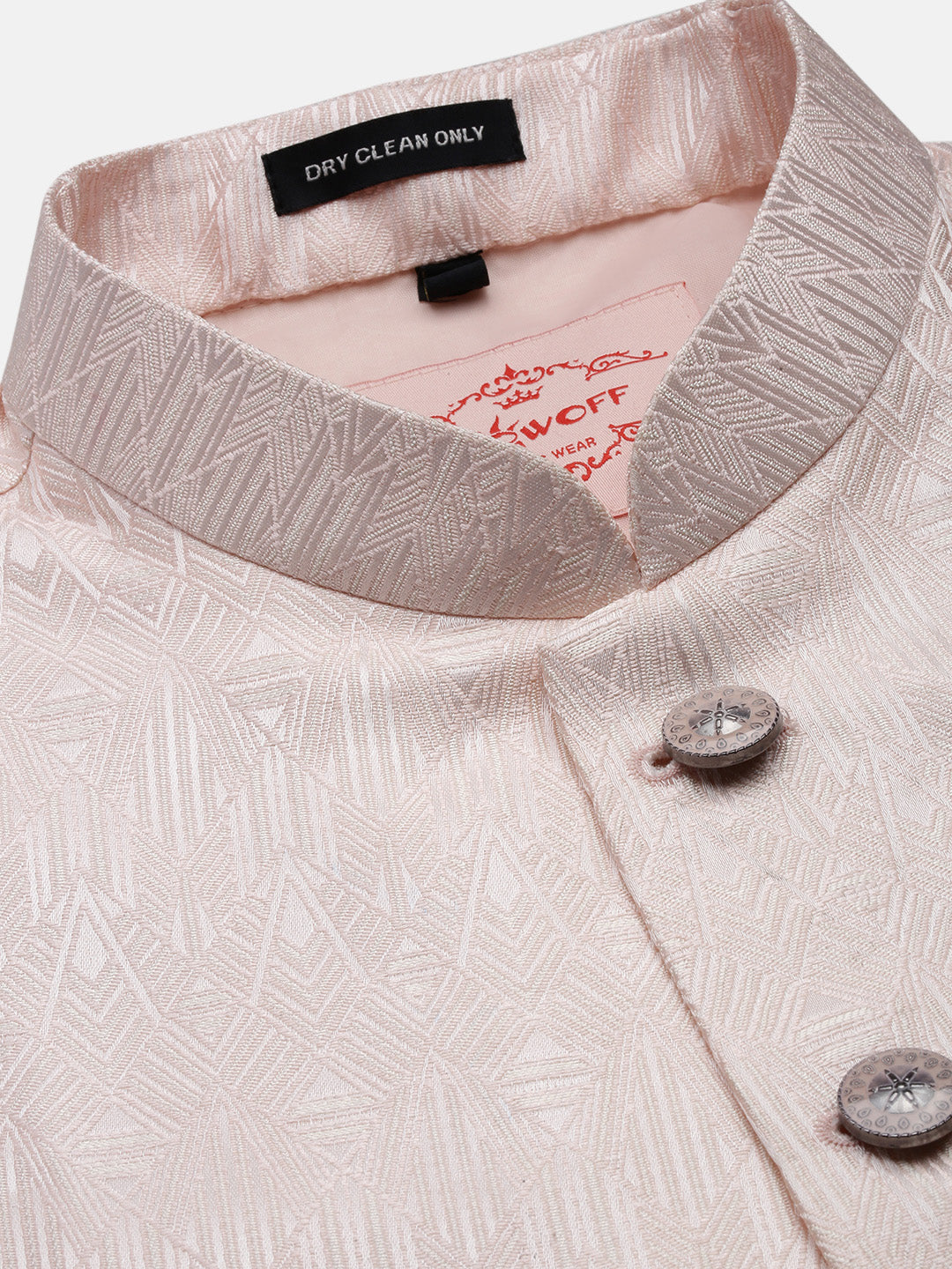 Men Peach Printed Nehru Jacket