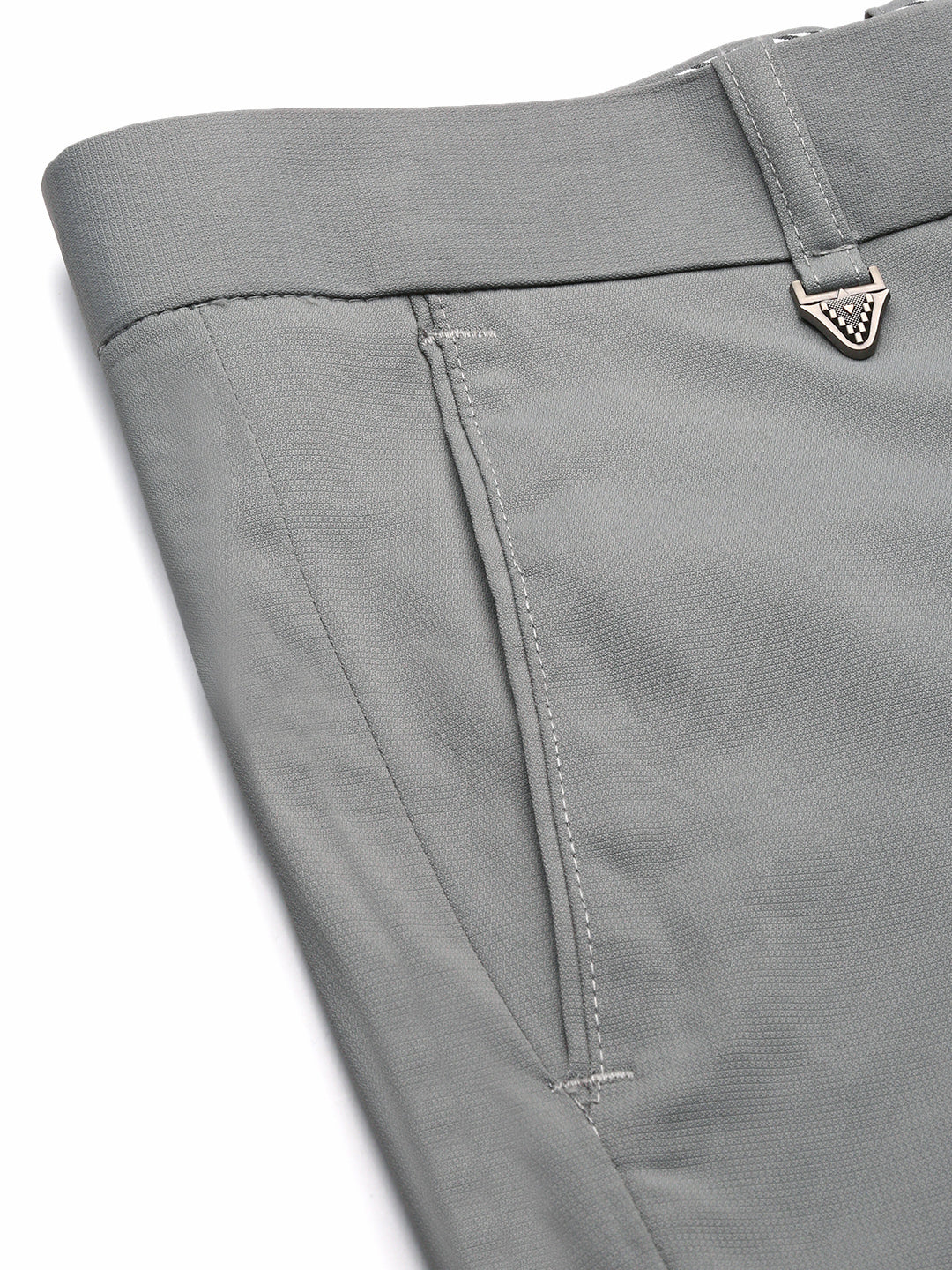 Men Solid Grey Formal Trousers