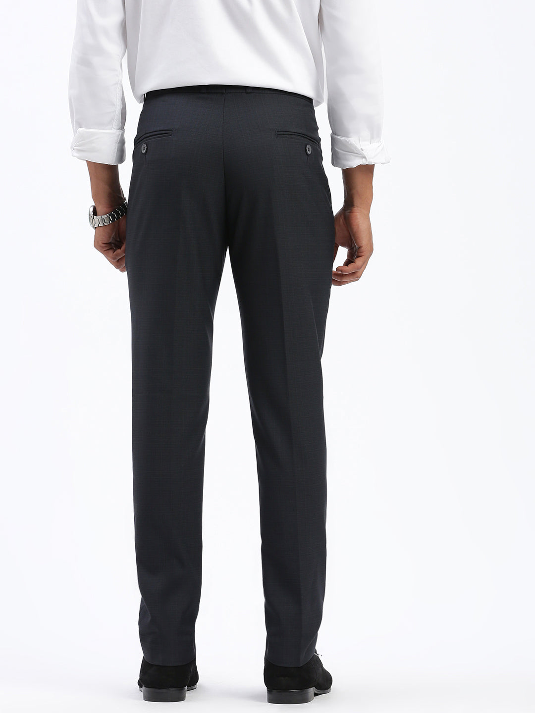 Men Solid Grey Formal Trousers