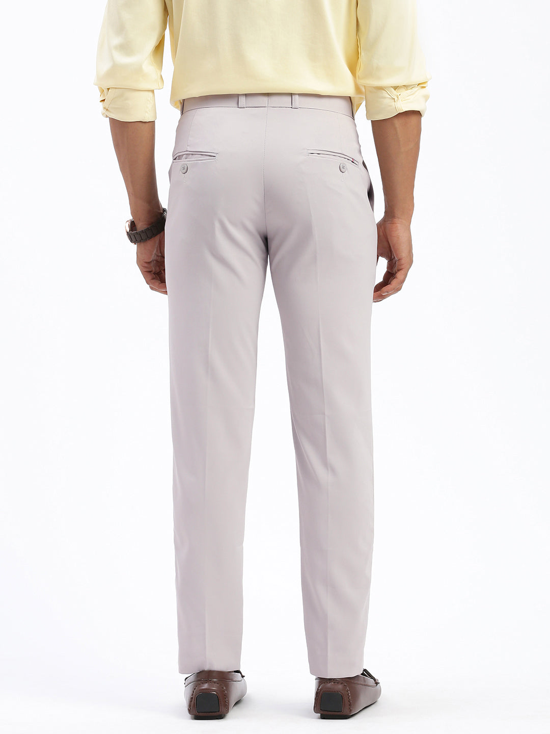 Men Solid Grey Formal Trousers