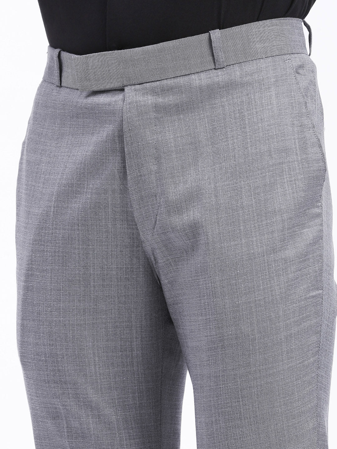 Men Solid Grey Formal Trousers