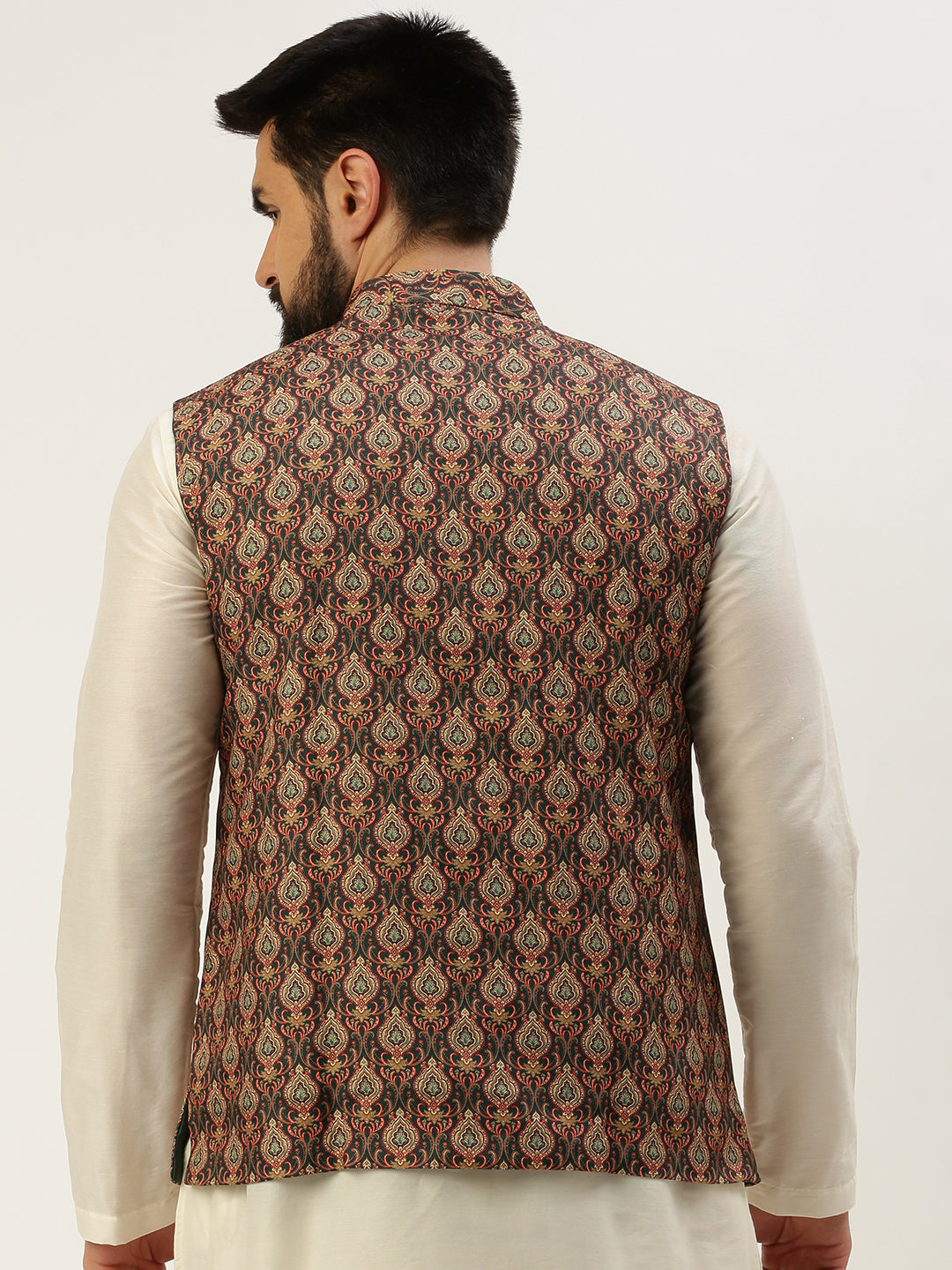 Men Mandarin Collar Printed Multi Nehru Jacket