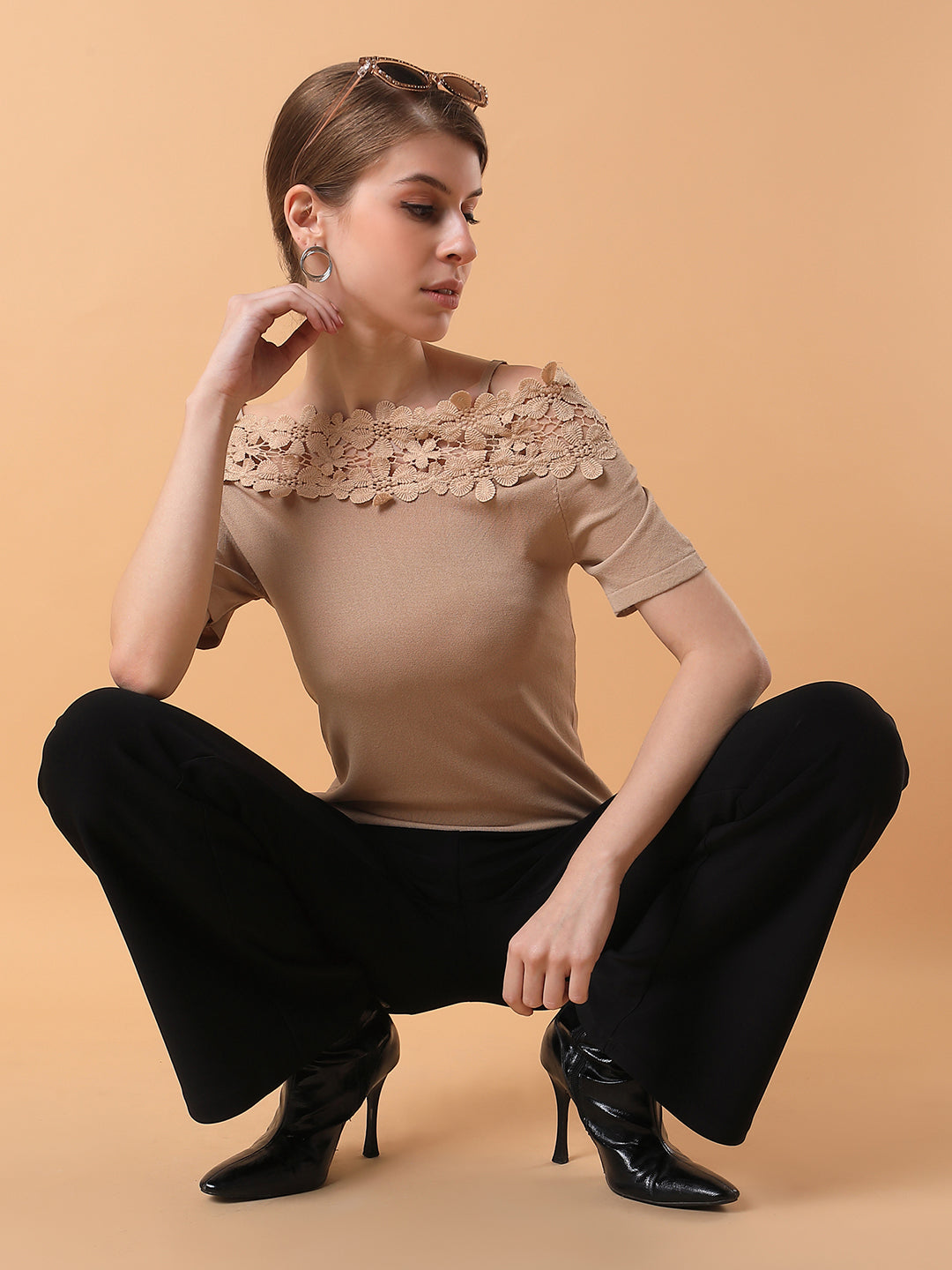 Women Solid Beige Top