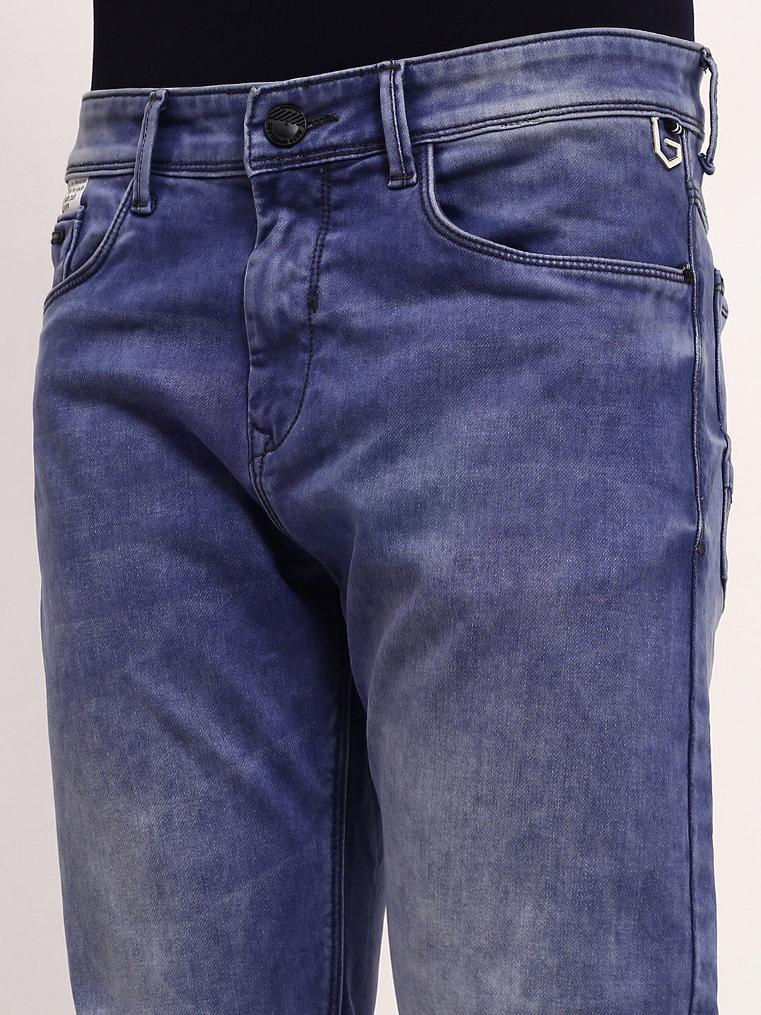 Men Blue Solid Straight Fit Jeans