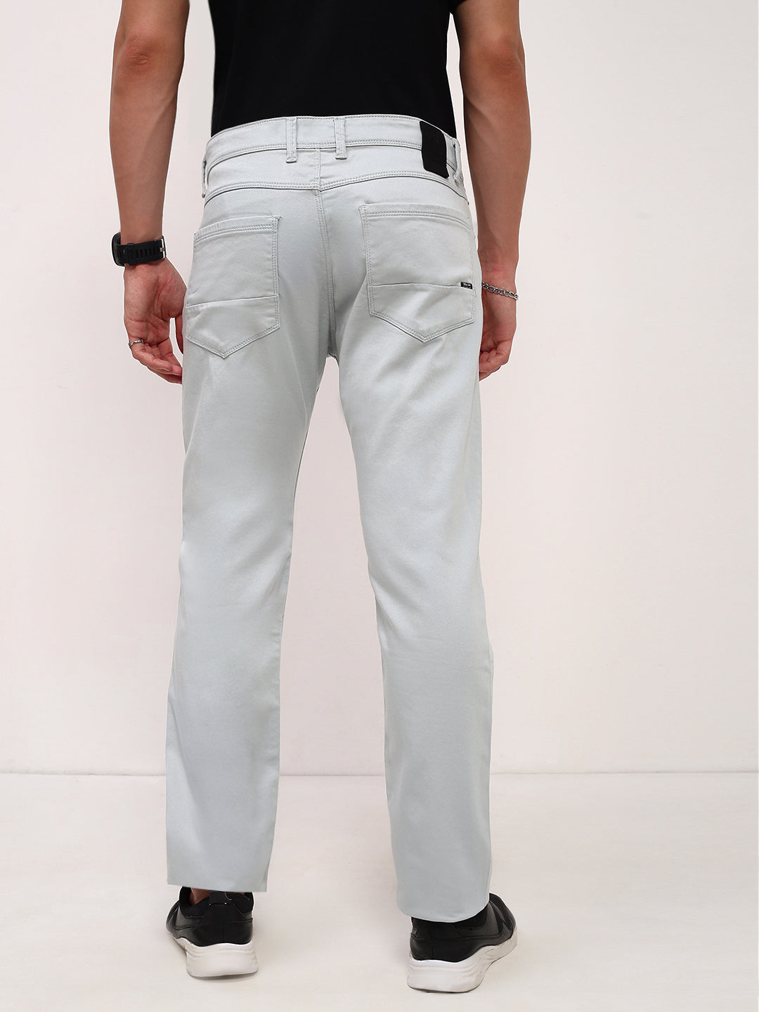 Men Sea Green Solid Straight Fit Jeans