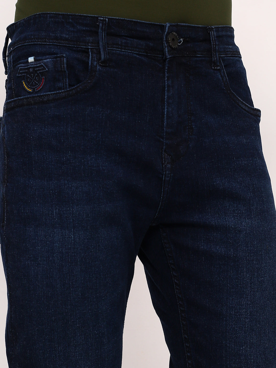 Men Blue Solid Straight Fit Jeans