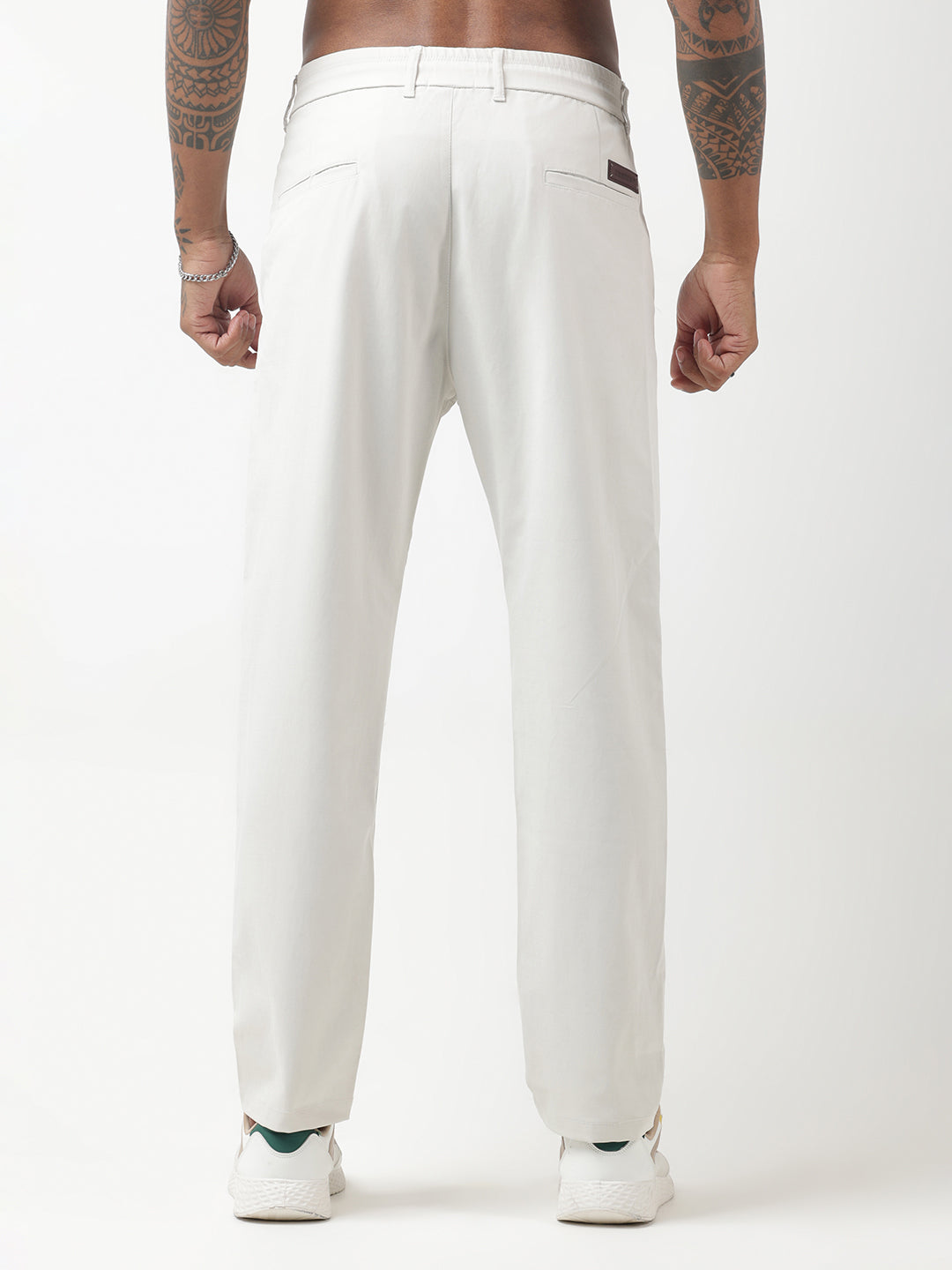 Men's Off-White Slim Fit Trouser with Drawstring