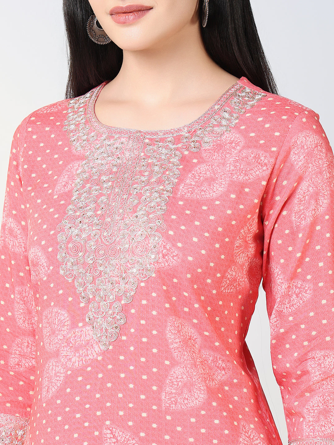 Women Pink Ethnic Motifs Straight Kurta