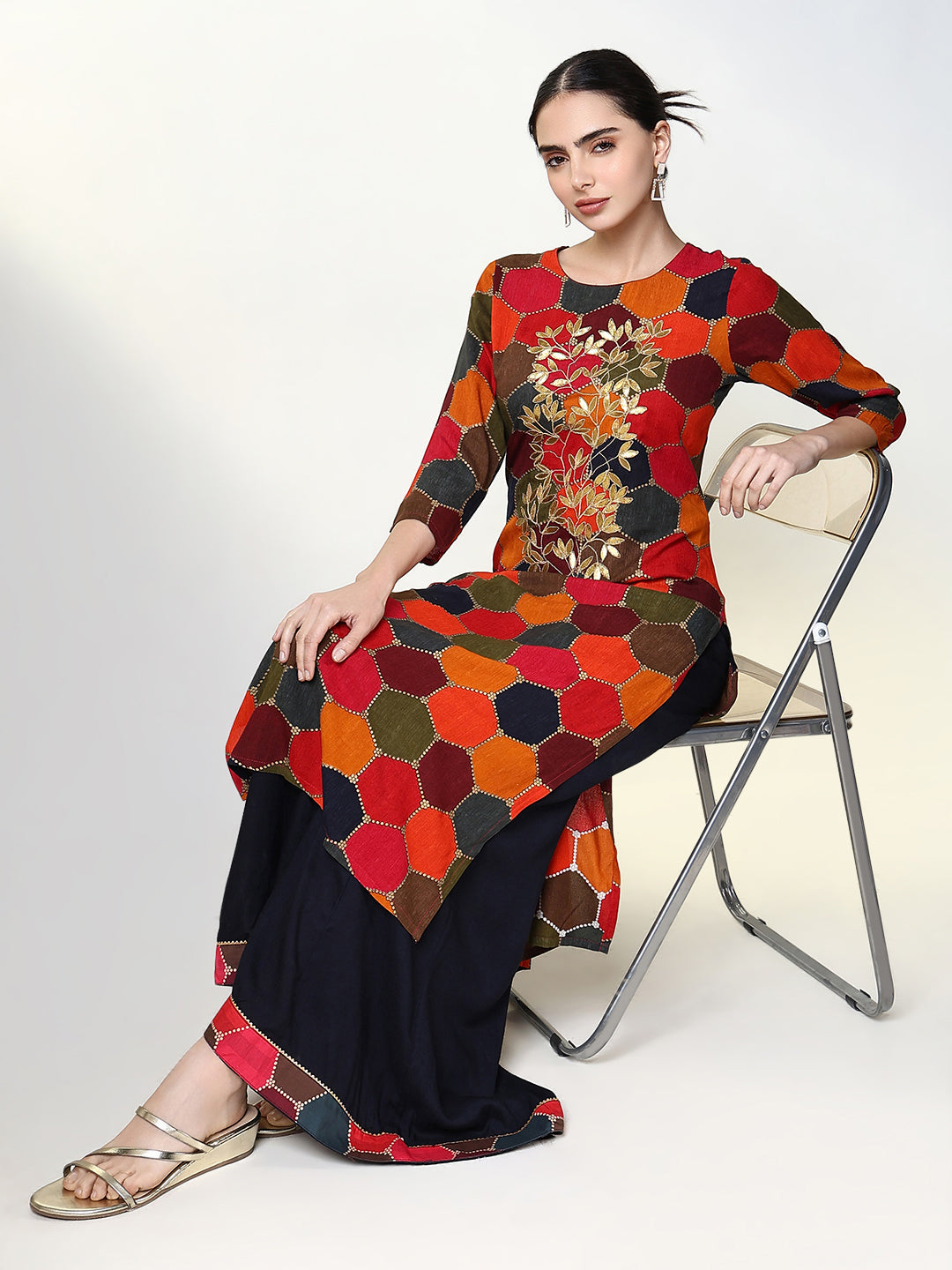 Women Printed Multi Straight Kurta Set