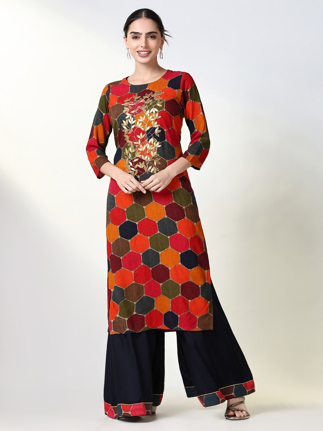 Women Printed Multi Straight Kurta Set