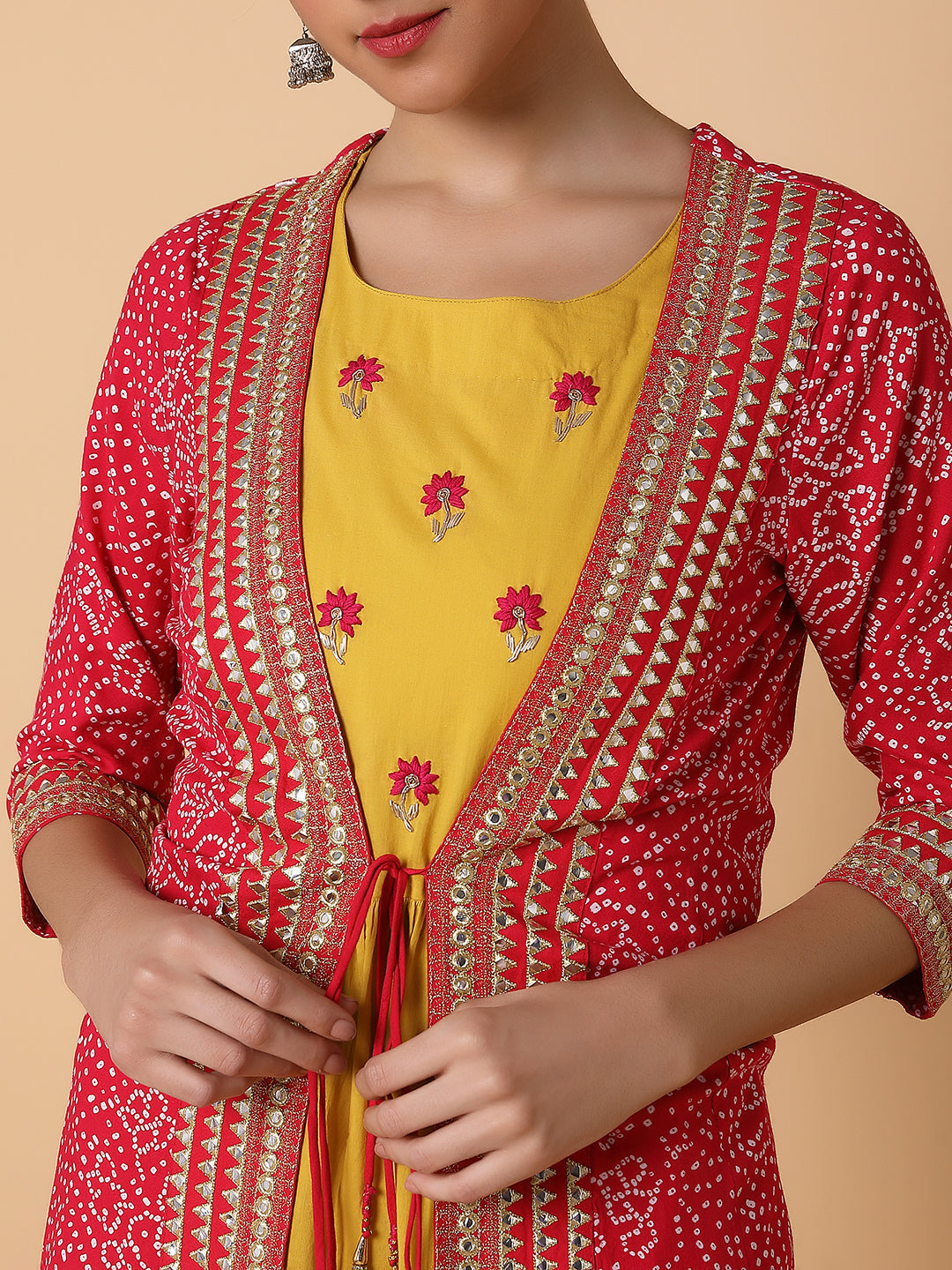 Women Mustard Solid Anarkali Kurta