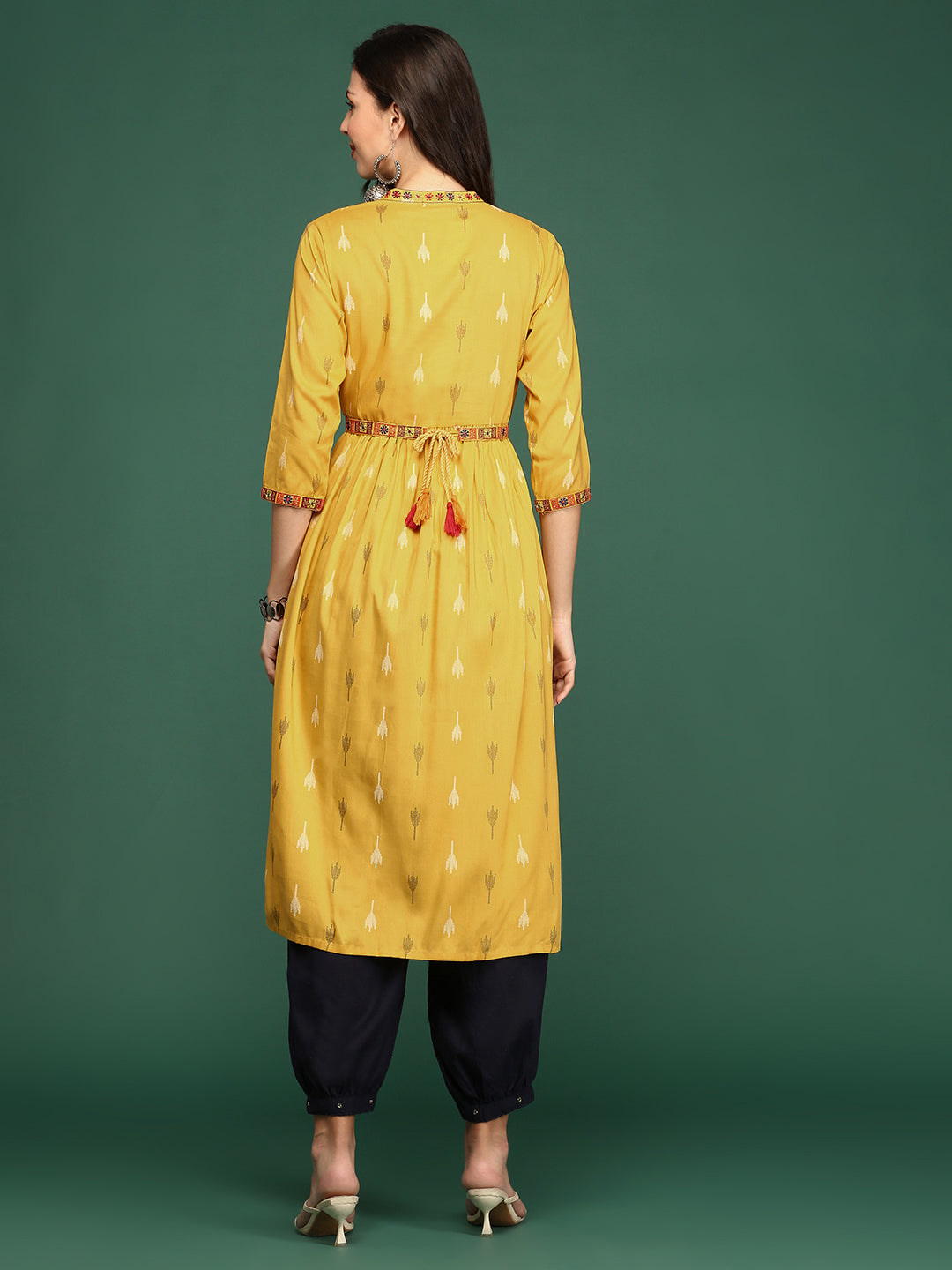 Women's Mustard Solid A-Line Kurta