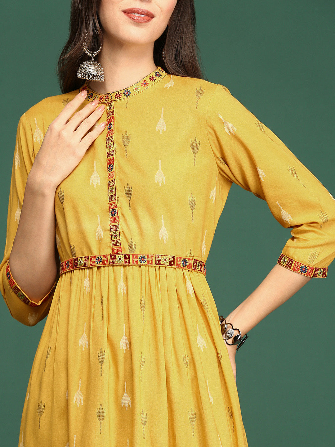 Women's Mustard Solid A-Line Kurta