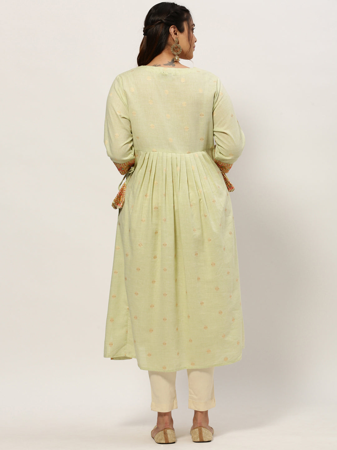 Women Straight Sea Green Geometric Kurta