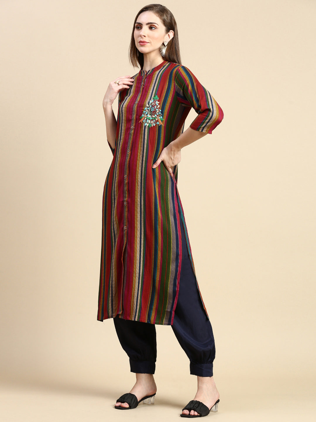 Women Striped Multi Straight Kurta