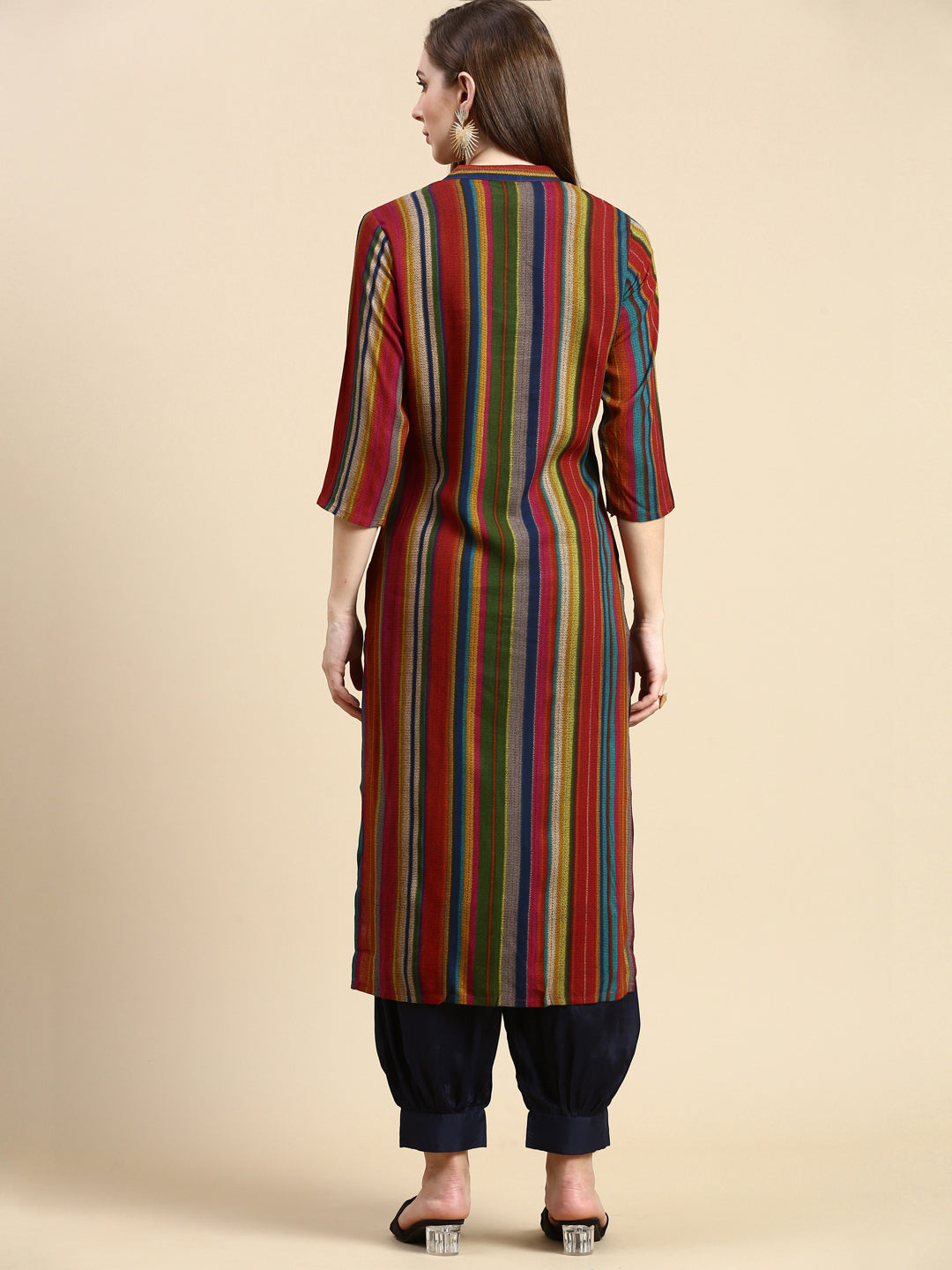 Women Striped Multi Straight Kurta