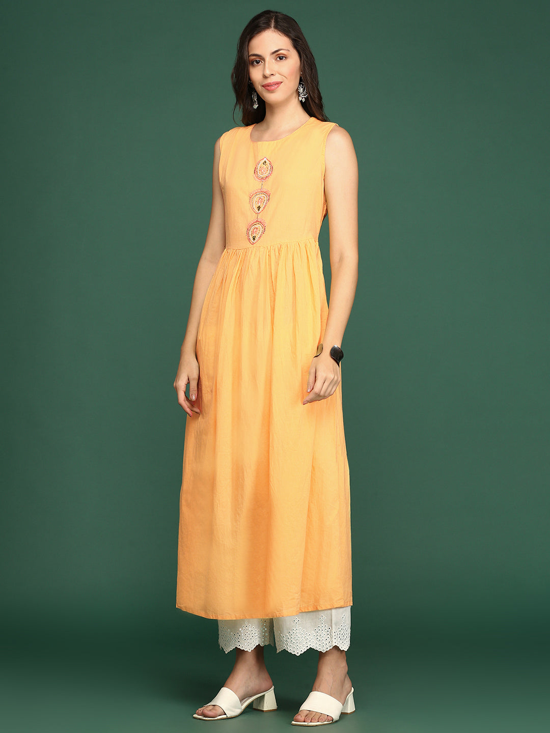 Women's Yellow Printed Anarkali Kurta