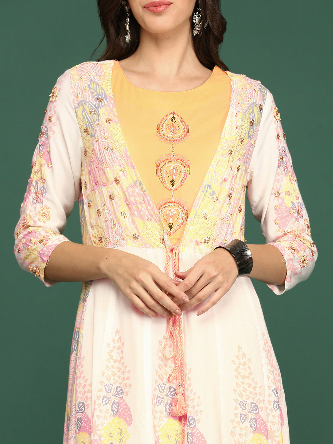 Women's Yellow Printed Anarkali Kurta