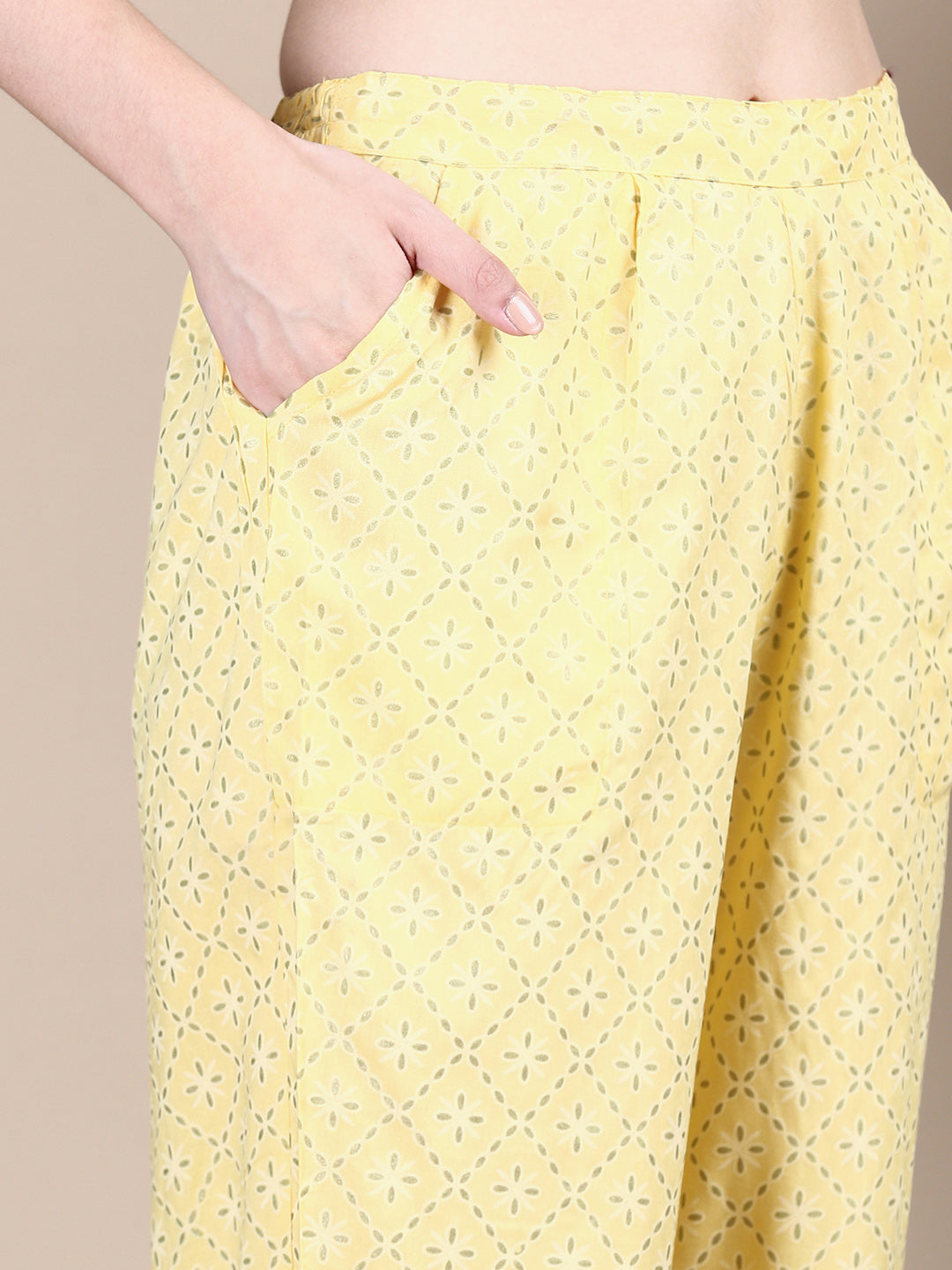 Women Ethnic Motifs Yellow Anarkali Kurta Set with Dupatta and Potli Bag