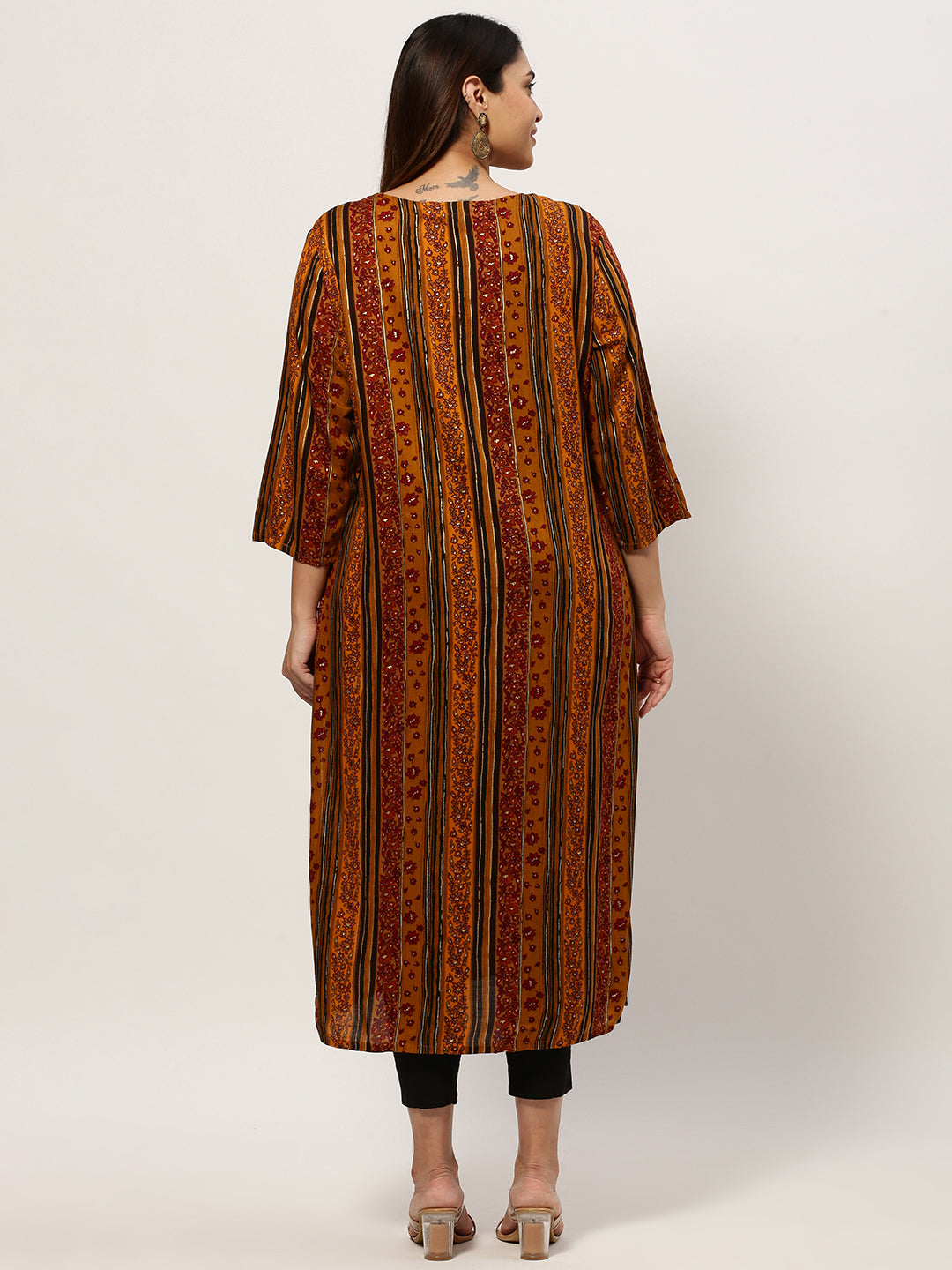 Women Straight Mustard Ethnic Motifs Kurta