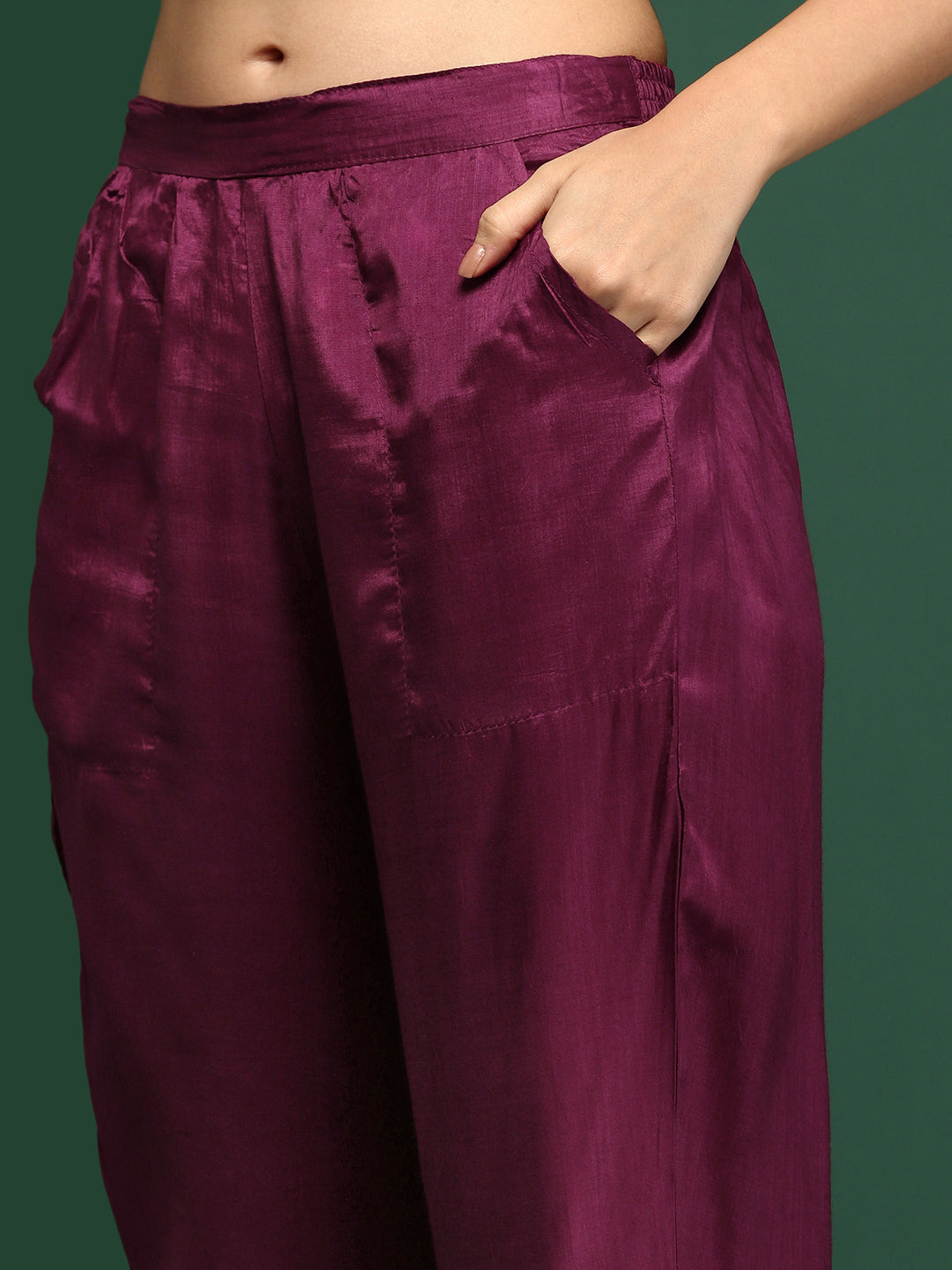 Women Bandhani Maroon A-Line Kurta Set with Dupatta