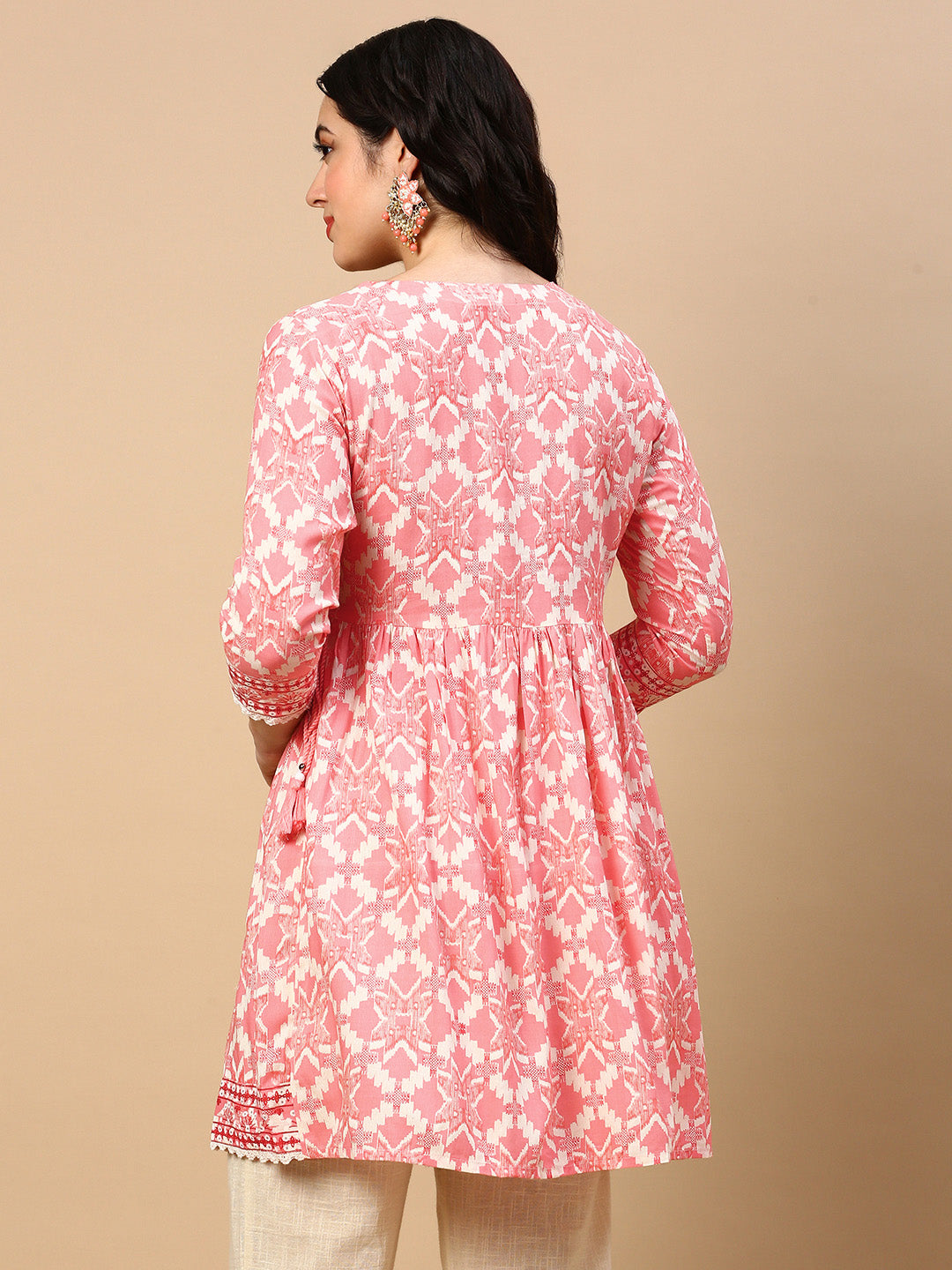 Women Graphic Coral A Line Kurti