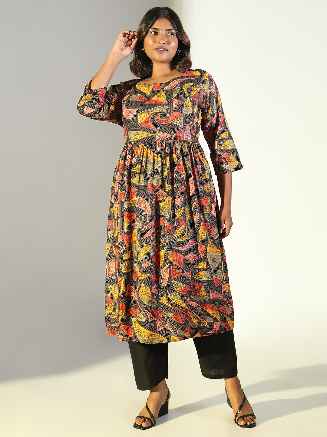 Women Multi Abstract Anarkali Kurta