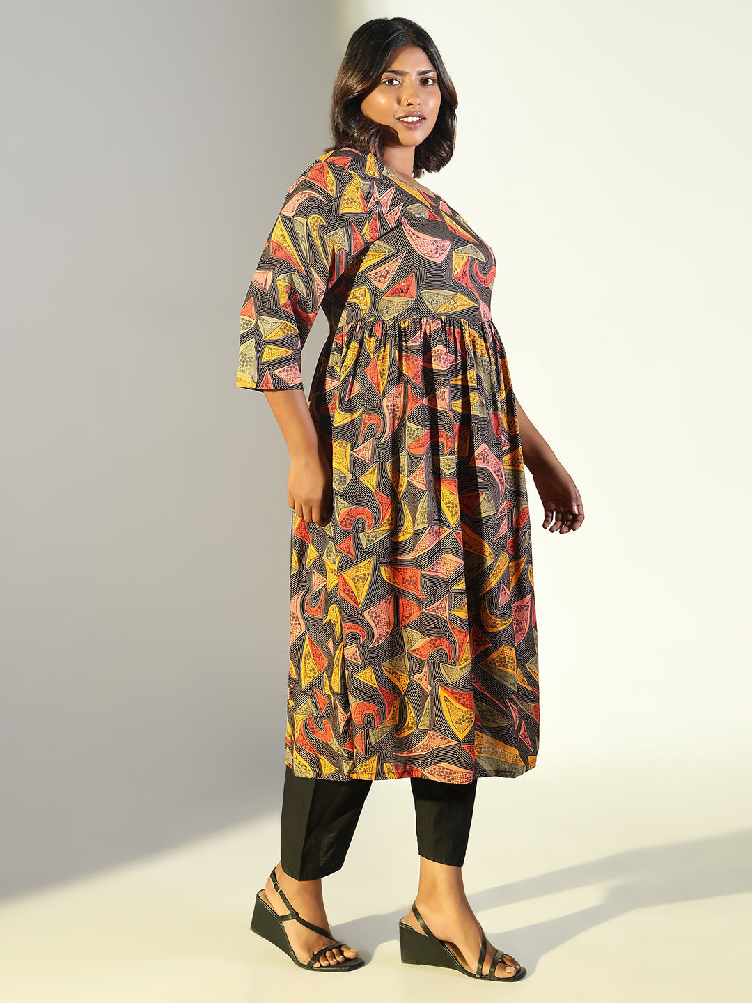 Women Multi Abstract Anarkali Kurta