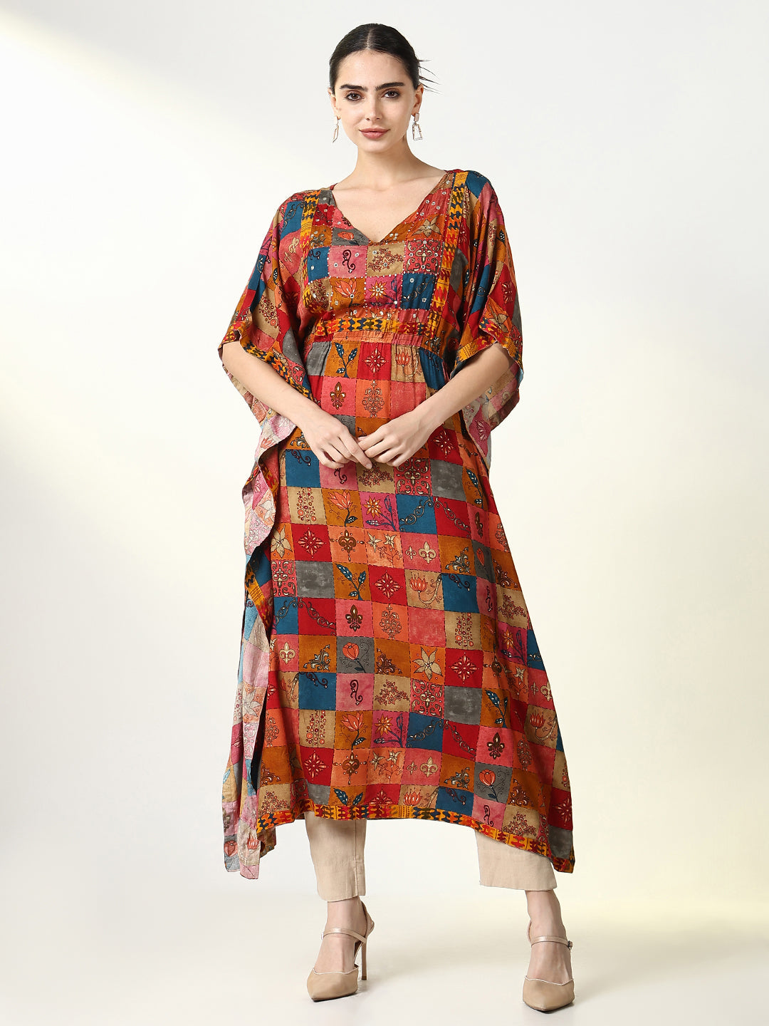 Women Multi Geometric Kaftan Kurta