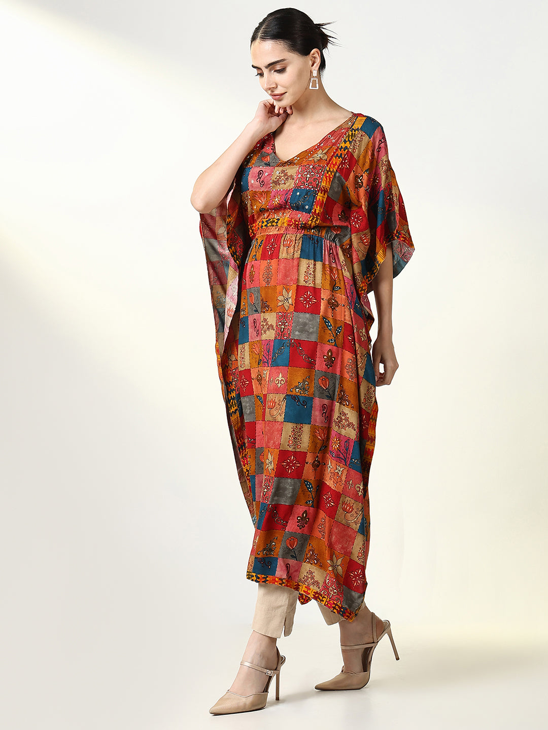 Women Multi Geometric Kaftan Kurta