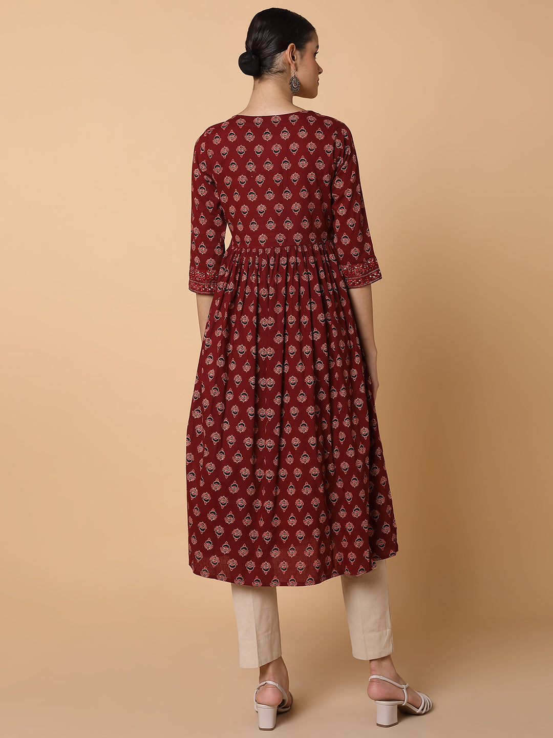 Women Ethnic Motifs Maroon Anarkali Kurta