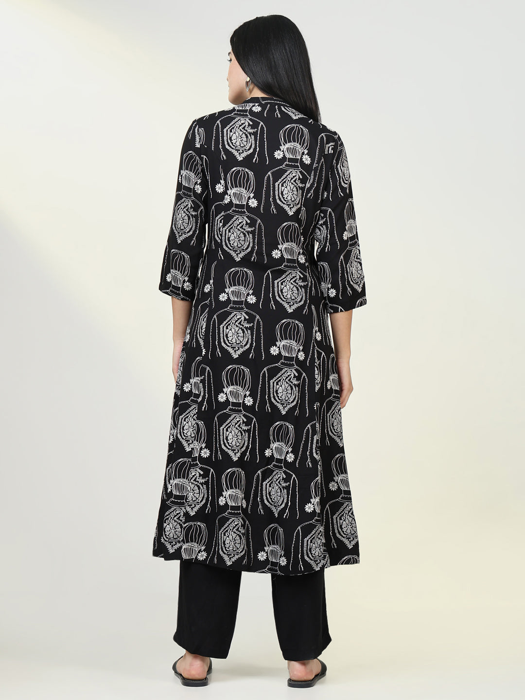 Women Abstract Black A Line Kurta Set