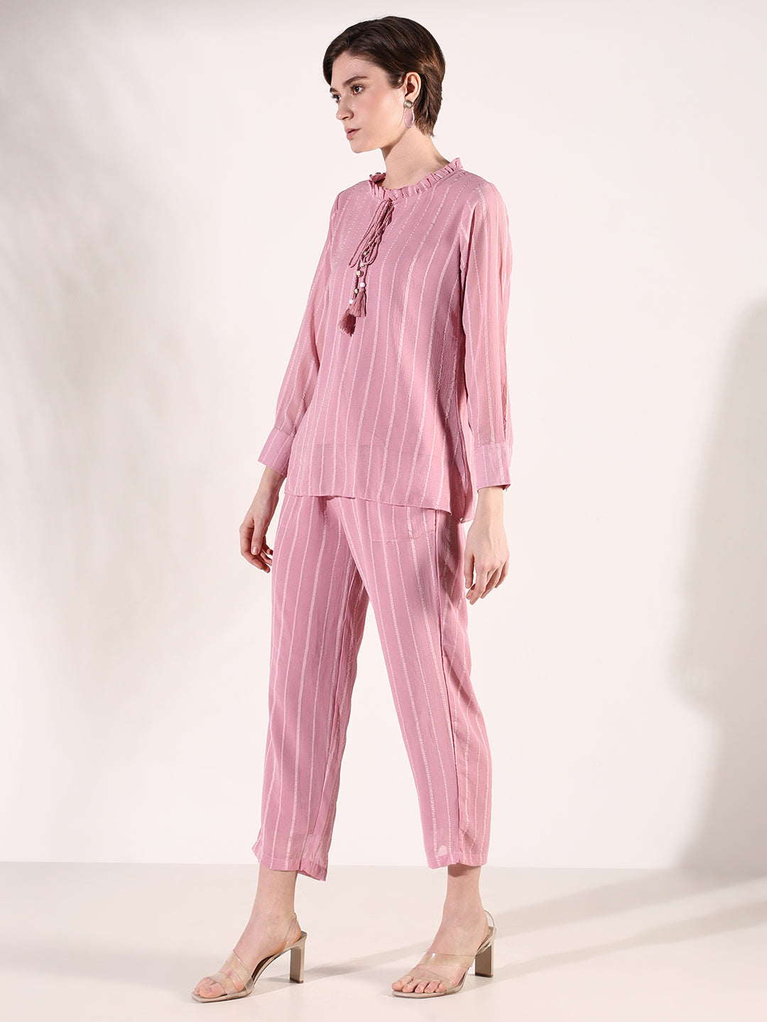 Women's Striped Pink Co-Ords Set