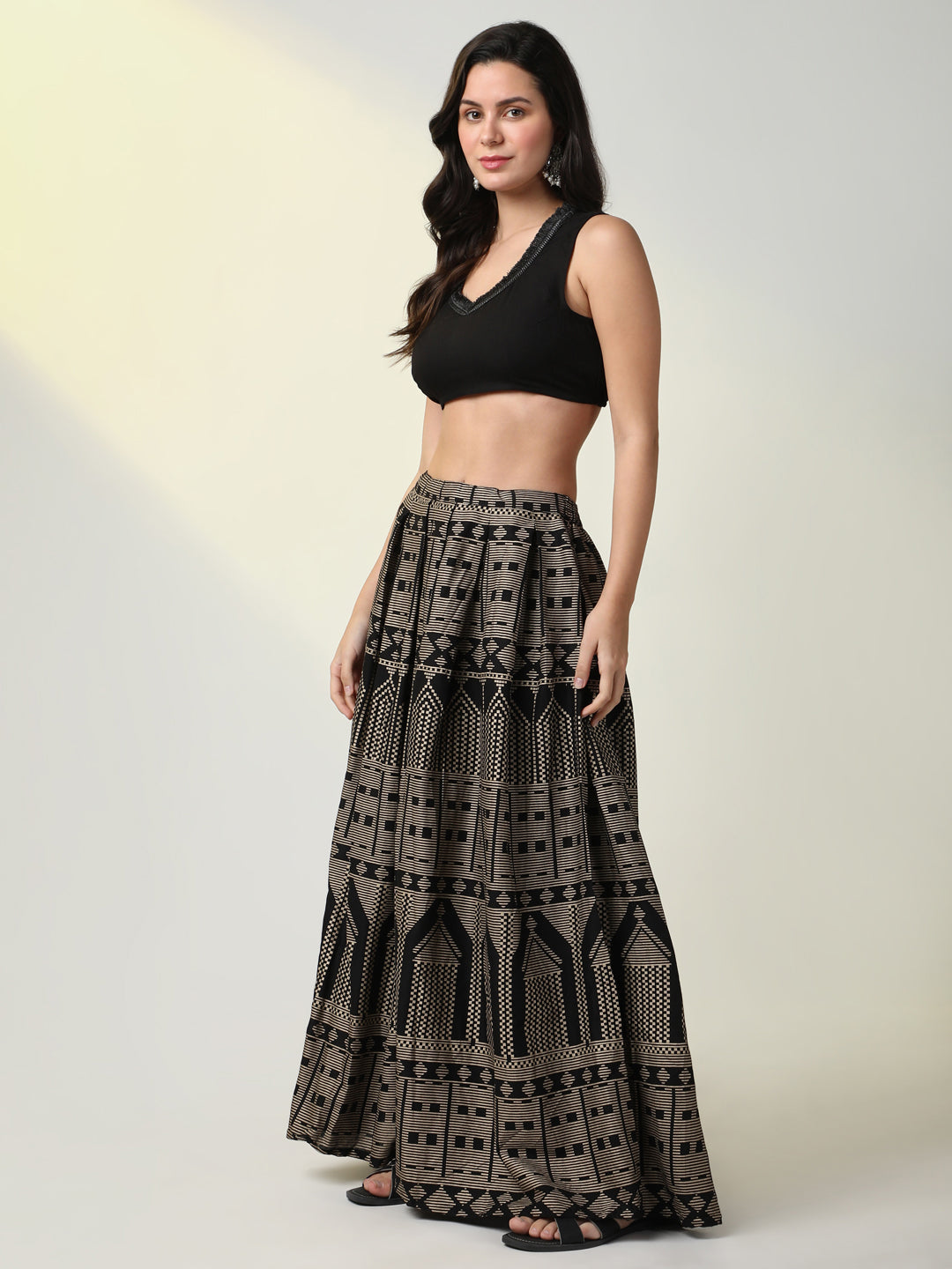 Women Solid Black Lehenga Choli with Dupatta