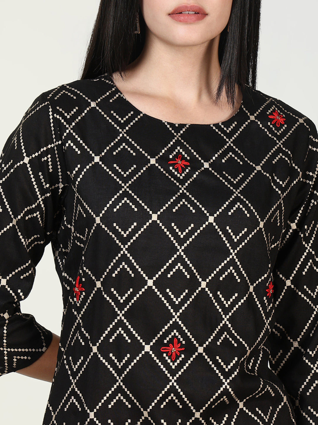 Women Graphic Black Kurta Set with Dupatta