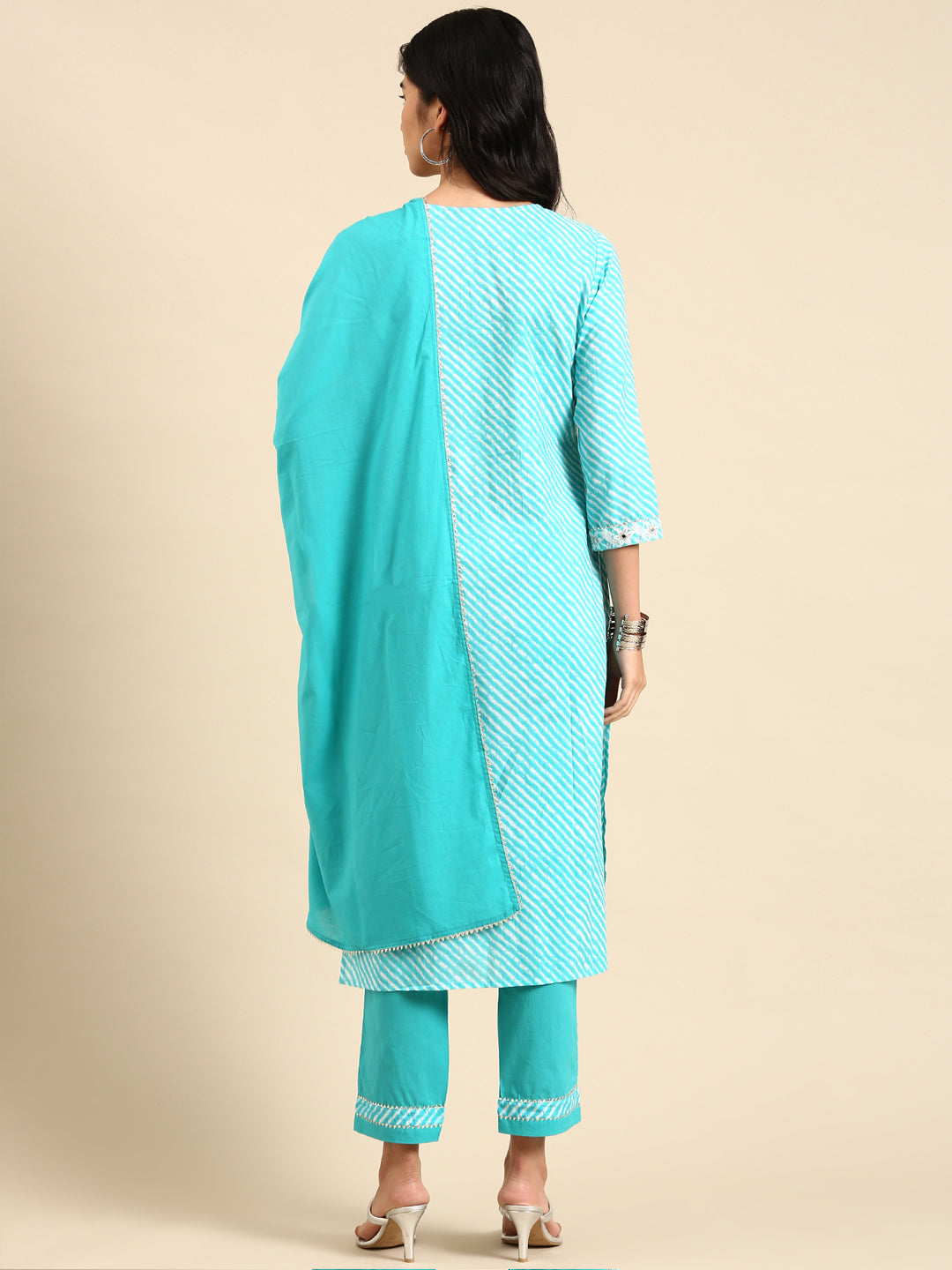 Women Solid Blue Straight Kurta Set with Dupatta