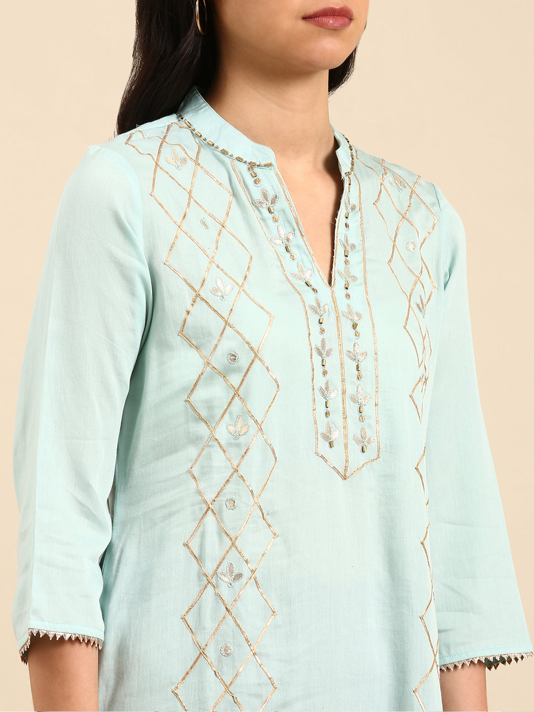 Women Solid Blue Straight Kurta Set with Dupatta